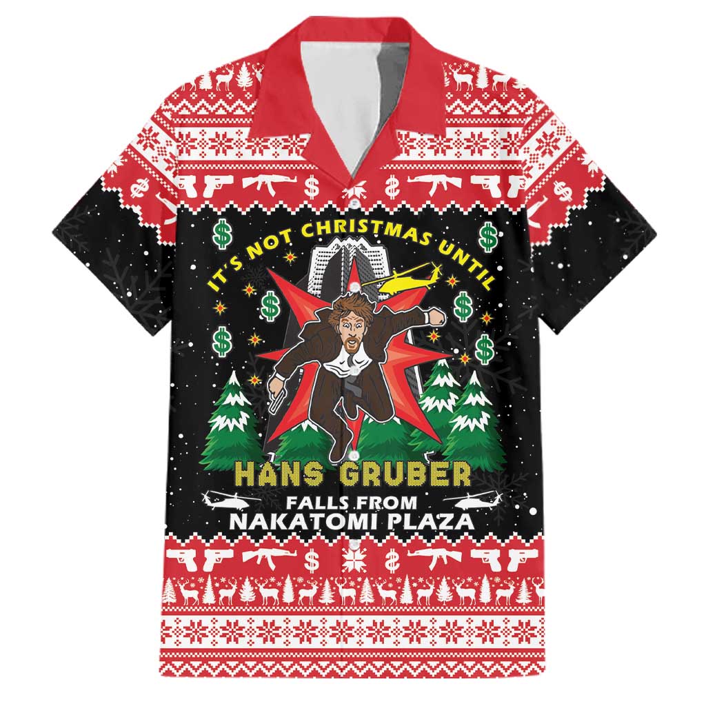 Nakatomi Plaza Christmas Family Matching Off Shoulder Maxi Dress and Hawaiian Shirt Hans Gruber Party 1988 - Wonder Print Shop