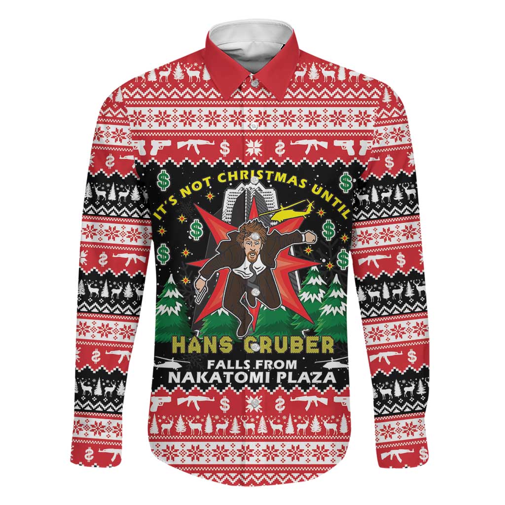 Nakatomi Plaza Christmas Family Matching Off Shoulder Maxi Dress and Hawaiian Shirt Hans Gruber Party 1988 - Wonder Print Shop