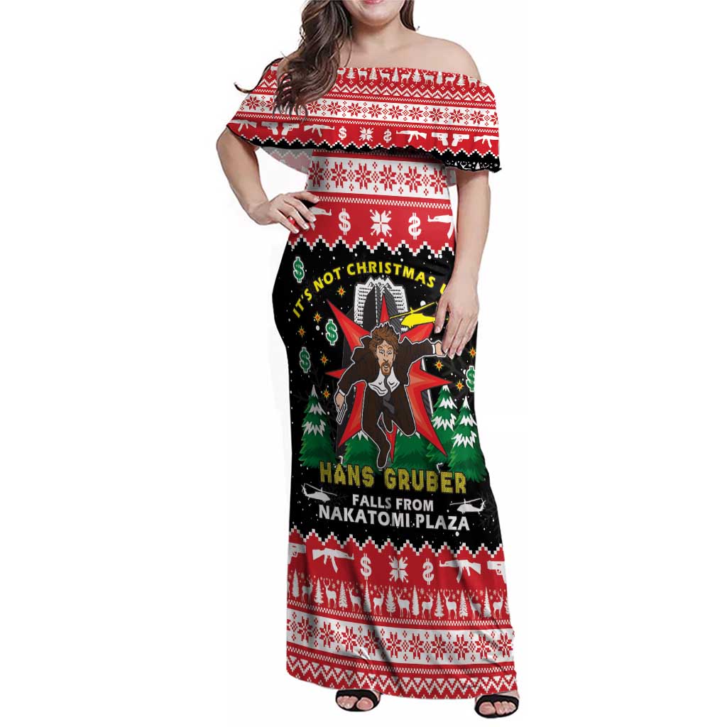 Nakatomi Plaza Christmas Family Matching Off Shoulder Maxi Dress and Hawaiian Shirt Hans Gruber Party 1988 - Wonder Print Shop