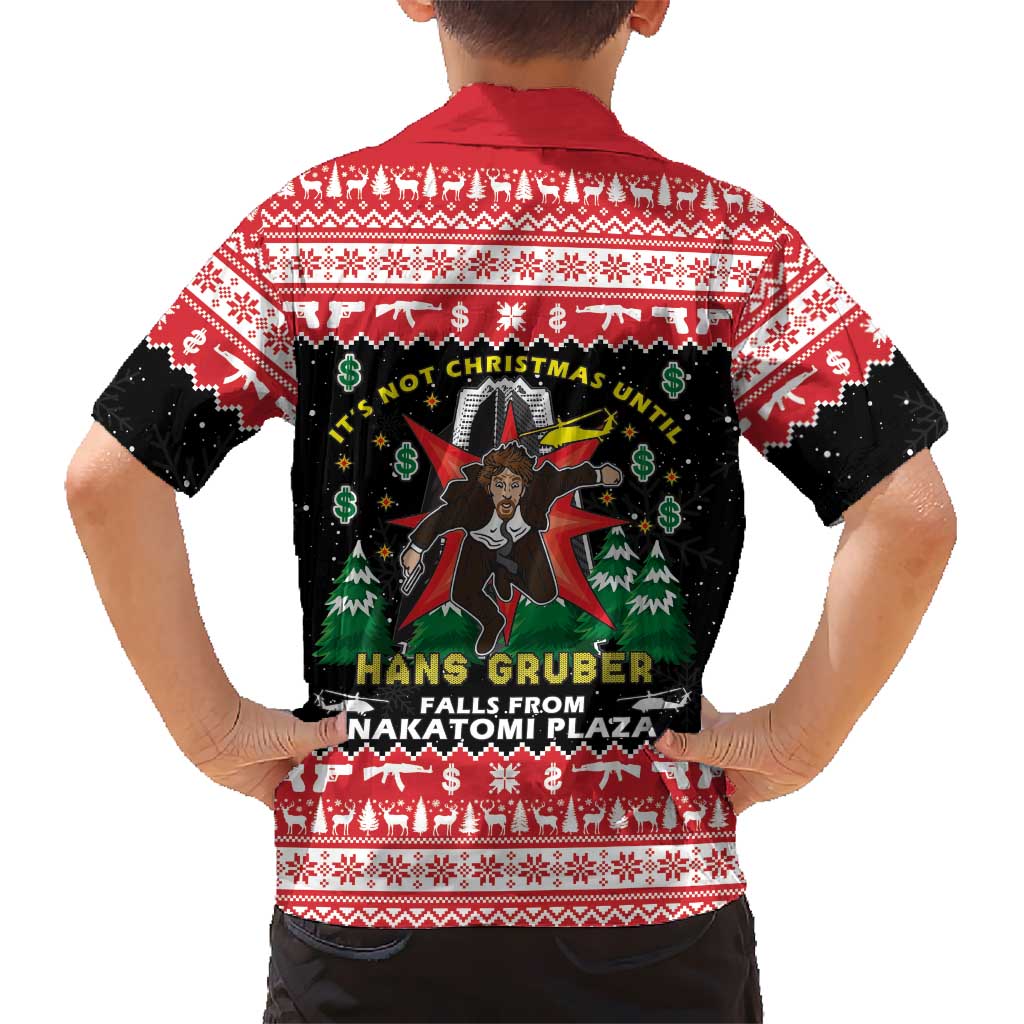 Nakatomi Plaza Christmas Family Matching Off Shoulder Short Dress and Hawaiian Shirt Hans Gruber Party 1988 - Wonder Print Shop