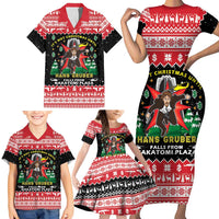 Nakatomi Plaza Christmas Family Matching Short Sleeve Bodycon Dress and Hawaiian Shirt Hans Gruber Party 1988 - Wonder Print Shop