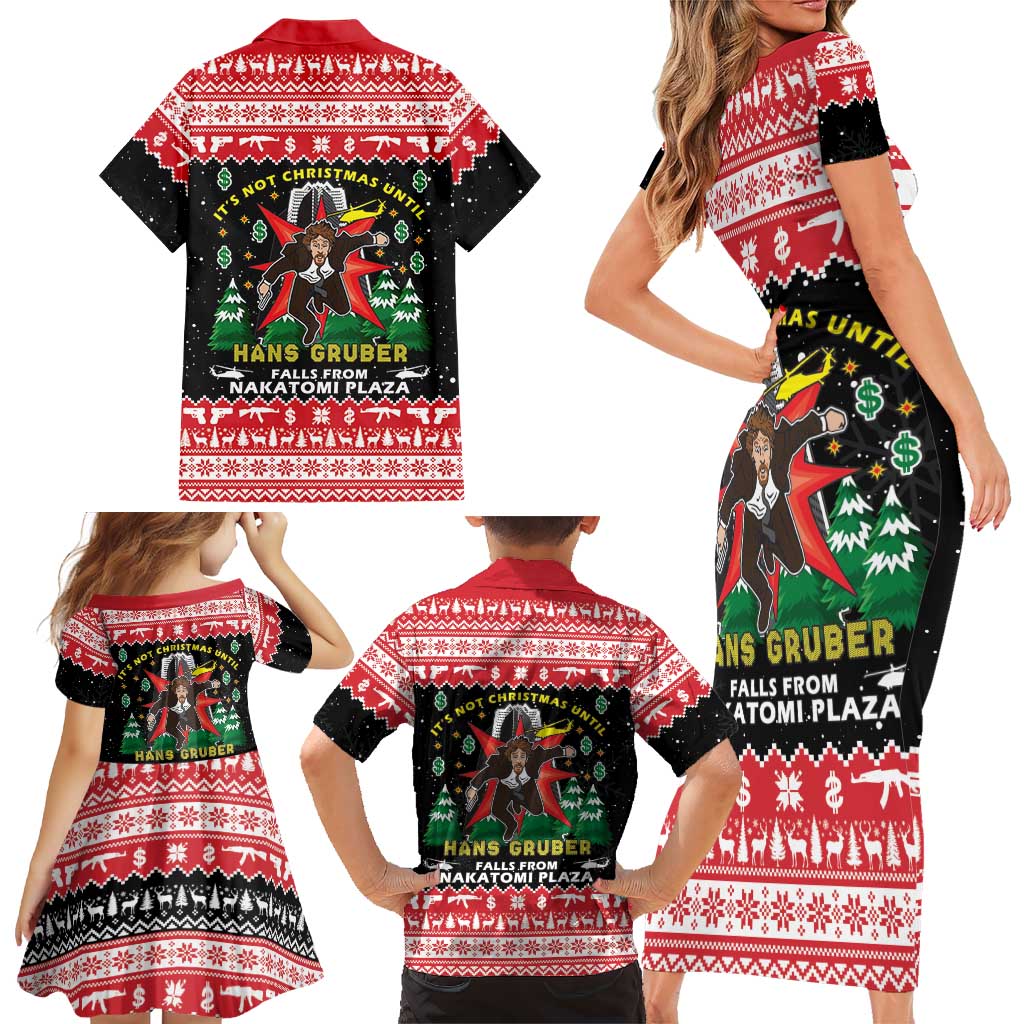 Nakatomi Plaza Christmas Family Matching Short Sleeve Bodycon Dress and Hawaiian Shirt Hans Gruber Party 1988 - Wonder Print Shop