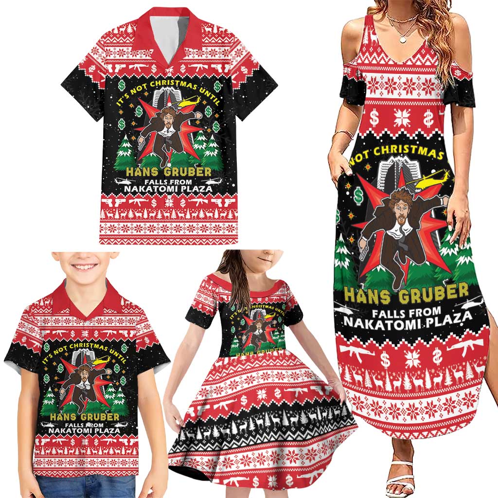 Nakatomi Plaza Christmas Family Matching Summer Maxi Dress and Hawaiian Shirt Hans Gruber Party 1988 - Wonder Print Shop