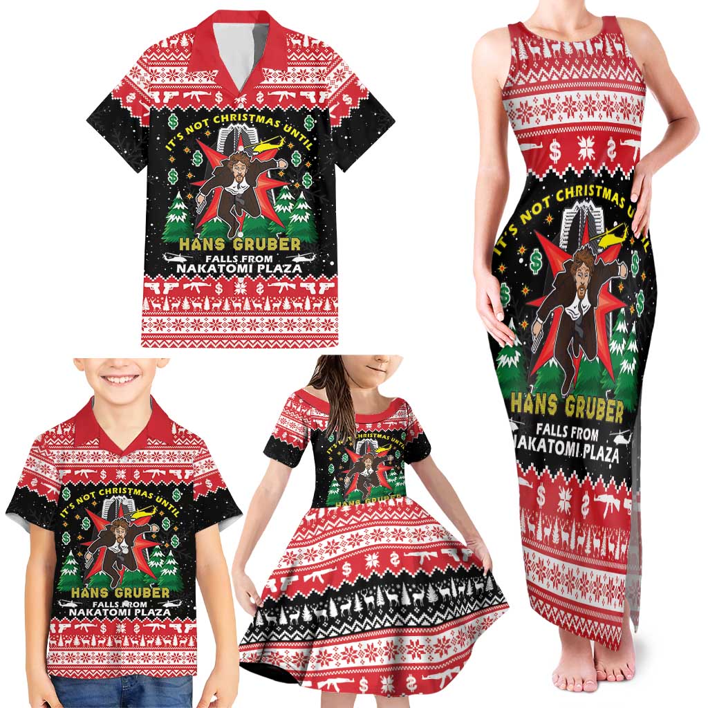 Nakatomi Plaza Christmas Family Matching Tank Maxi Dress and Hawaiian Shirt Hans Gruber Party 1988 - Wonder Print Shop