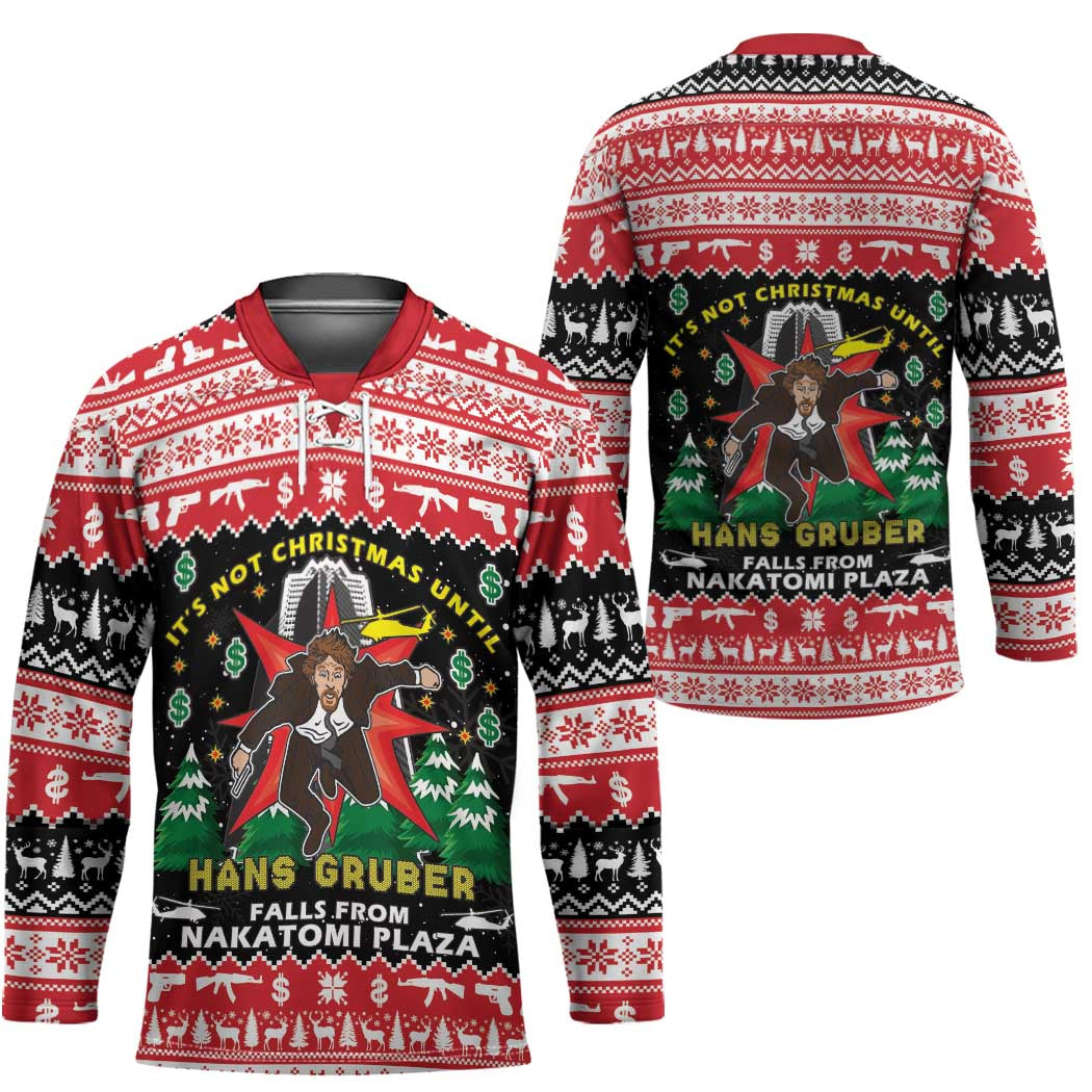 Nakatomi Plaza Christmas Hockey Jersey Hans Gruber Party 1988 - Wonder Print Shop