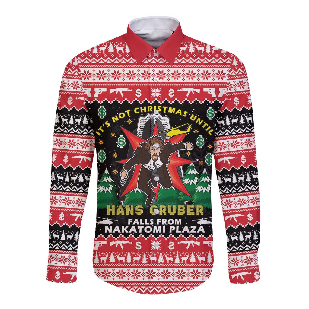 Nakatomi Plaza Christmas Long Sleeve Button Shirt Hans Gruber Party 1988 - Wonder Print Shop