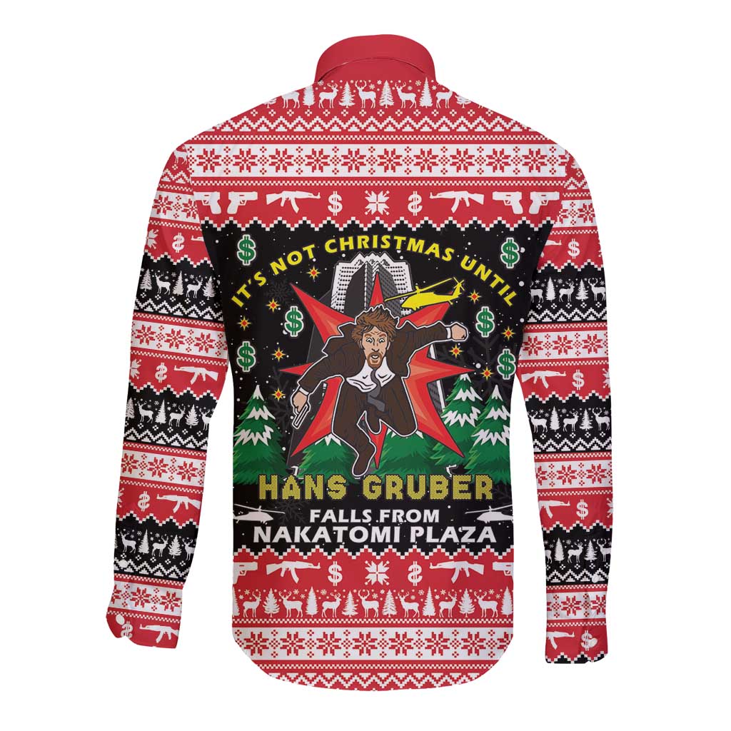 Nakatomi Plaza Christmas Long Sleeve Button Shirt Hans Gruber Party 1988 - Wonder Print Shop