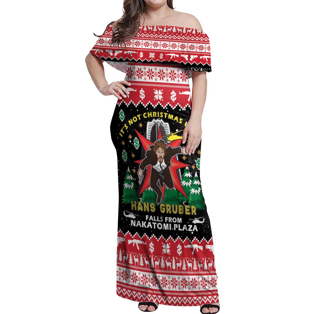 Nakatomi Plaza Christmas Off Shoulder Maxi Dress Hans Gruber Party 1988 - Wonder Print Shop