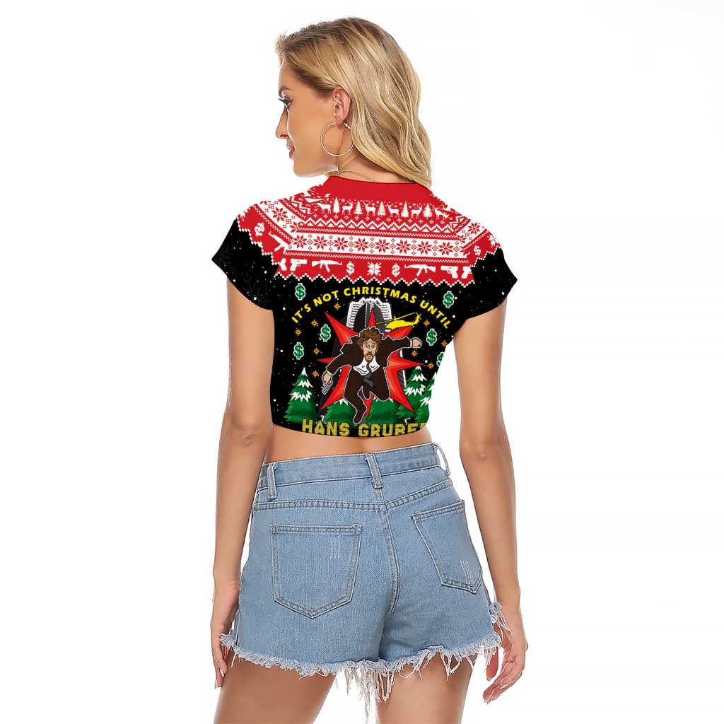 Nakatomi Plaza Christmas Raglan Cropped T Shirt Hans Gruber Party 1988 - Wonder Print Shop