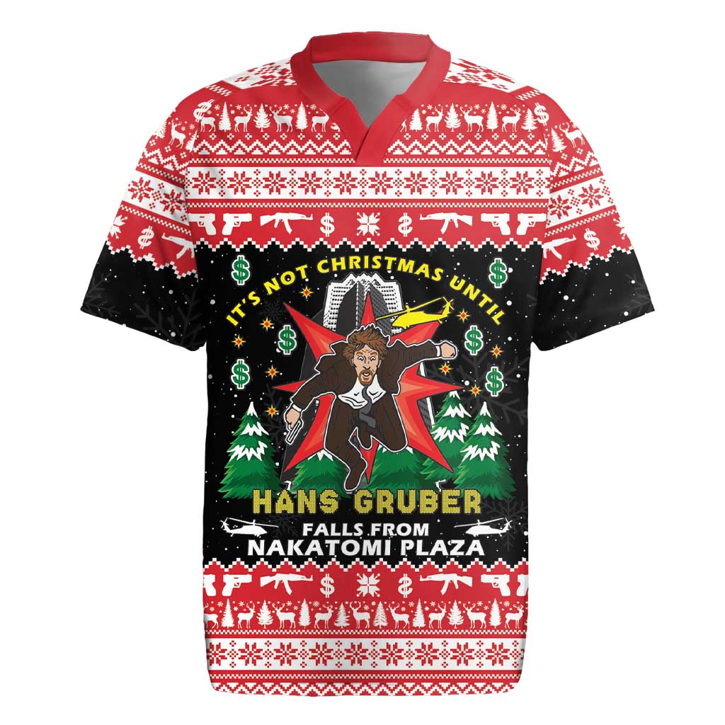 Nakatomi Plaza Christmas Rugby Jersey Hans Gruber Party 1988 - Wonder Print Shop