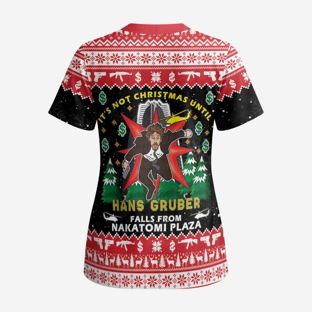 Nakatomi Plaza Christmas Scrub Top Hans Gruber Party 1988 - Wonder Print Shop