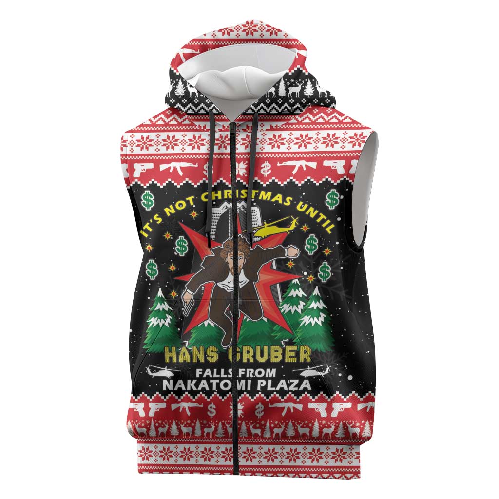 Nakatomi Plaza Christmas Sleeveless Zip Hoodie Hans Gruber Party 1988 - Wonder Print Shop