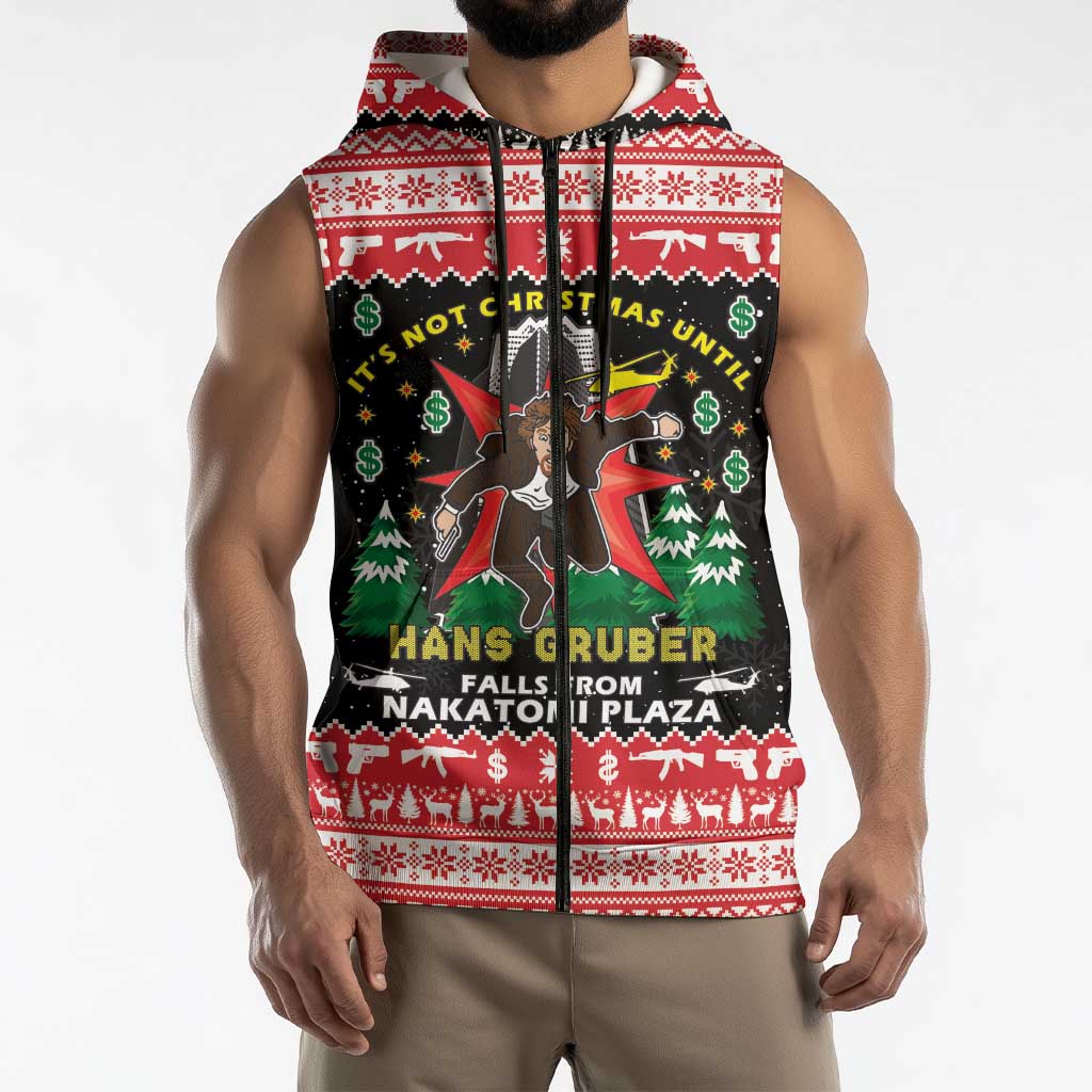 Nakatomi Plaza Christmas Sleeveless Zip Hoodie Hans Gruber Party 1988 - Wonder Print Shop