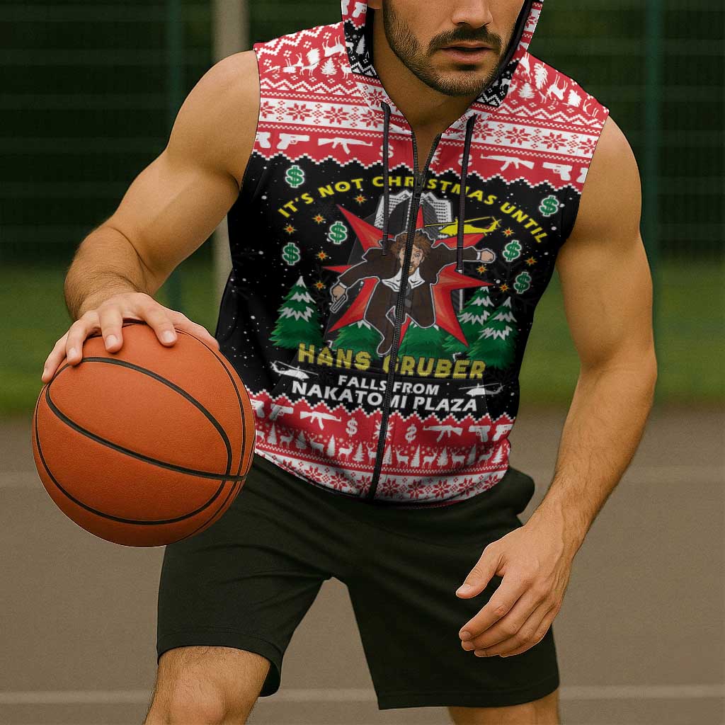 Nakatomi Plaza Christmas Sleeveless Zip Hoodie Hans Gruber Party 1988 - Wonder Print Shop