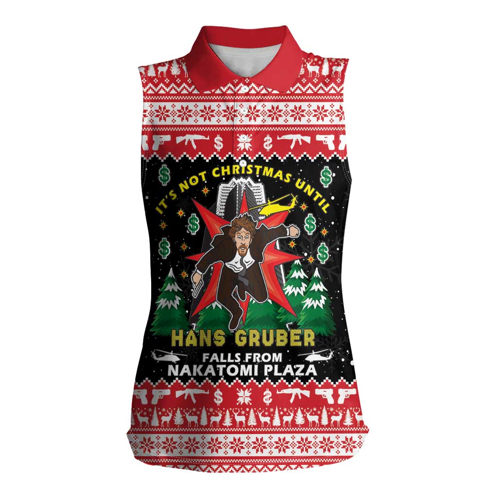 Nakatomi Plaza Christmas Women Sleeveless Polo Shirt Hans Gruber Party 1988 - Wonder Print Shop