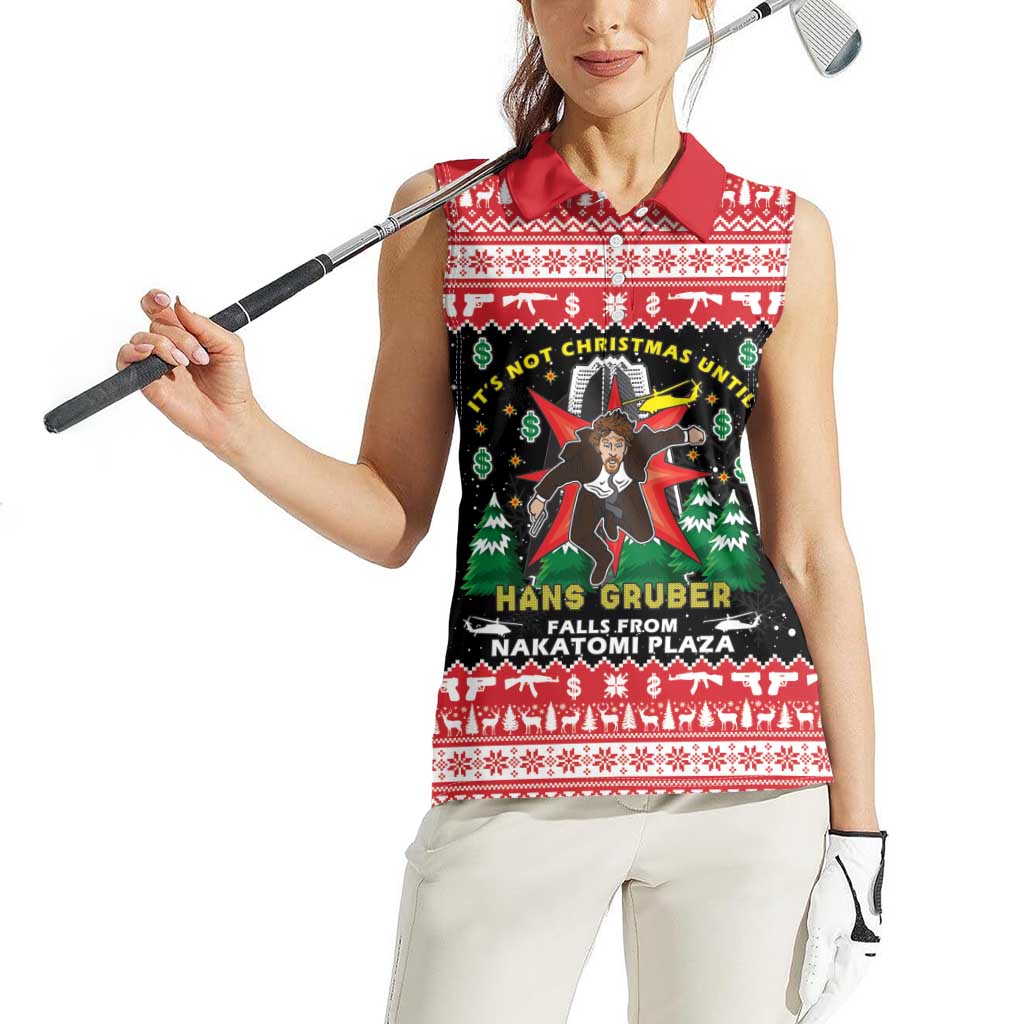Nakatomi Plaza Christmas Women Sleeveless Polo Shirt Hans Gruber Party 1988 - Wonder Print Shop