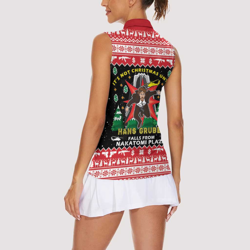 Nakatomi Plaza Christmas Women Sleeveless Polo Shirt Hans Gruber Party 1988 - Wonder Print Shop