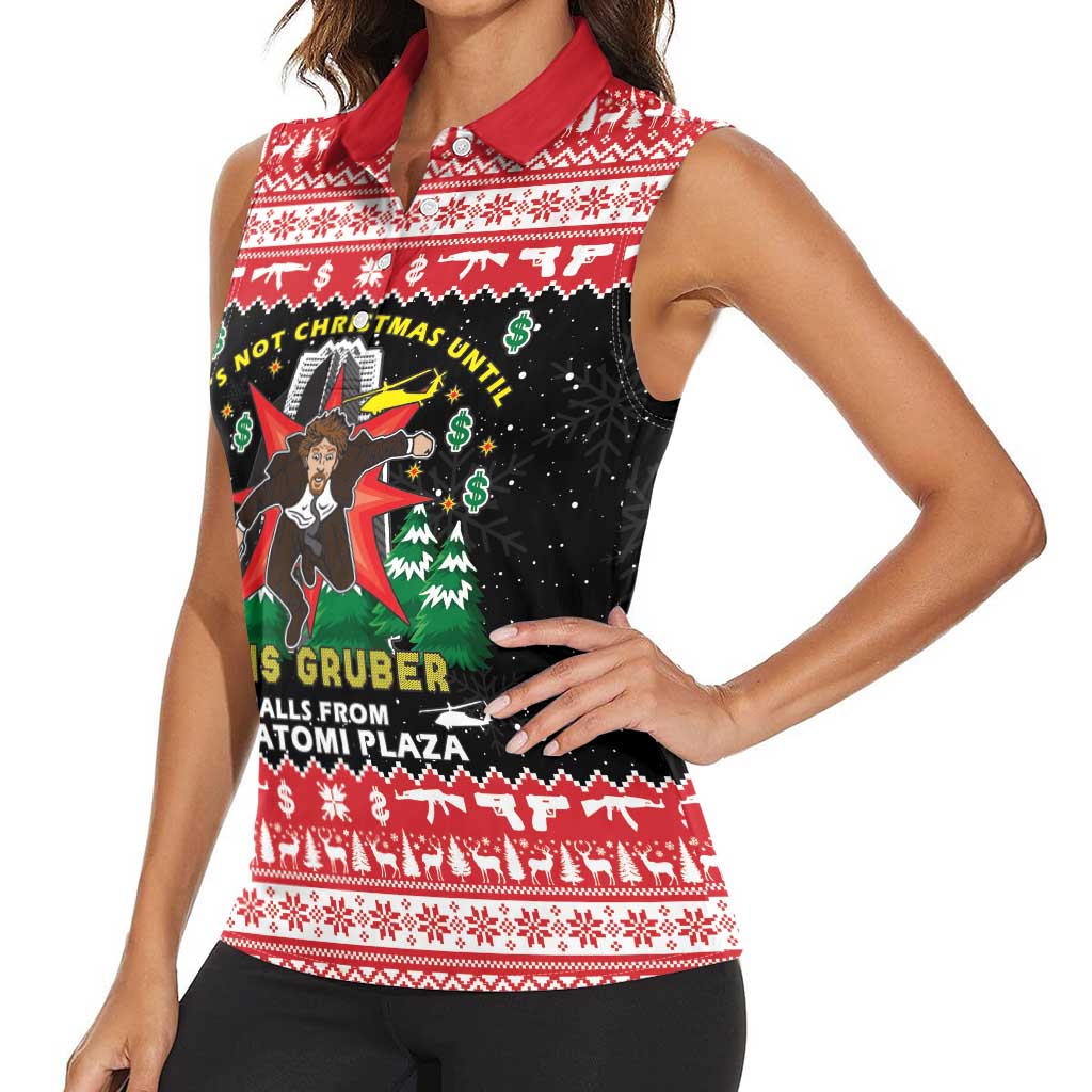 Nakatomi Plaza Christmas Women Sleeveless Polo Shirt Hans Gruber Party 1988 - Wonder Print Shop