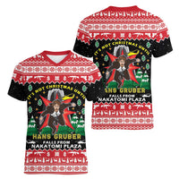 Nakatomi Plaza Christmas Women V-Neck T-Shirt Hans Gruber Party 1988 - Wonder Print Shop