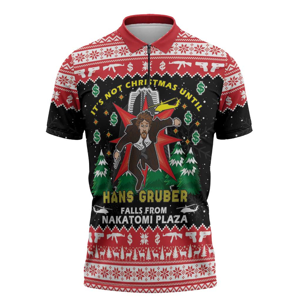 Nakatomi Plaza Christmas Zipper Polo Shirt Hans Gruber Party 1988 - Wonder Print Shop
