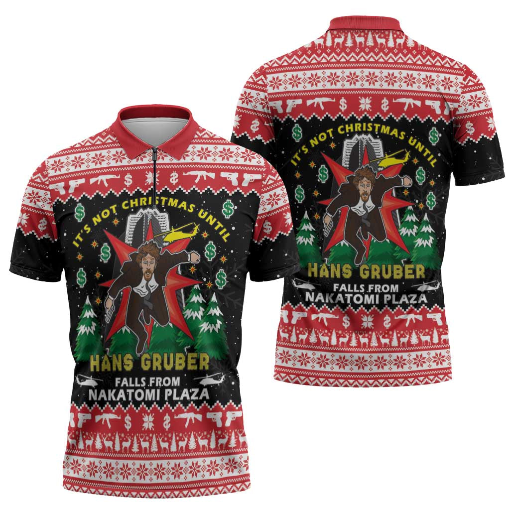 Nakatomi Plaza Christmas Zipper Polo Shirt Hans Gruber Party 1988 - Wonder Print Shop