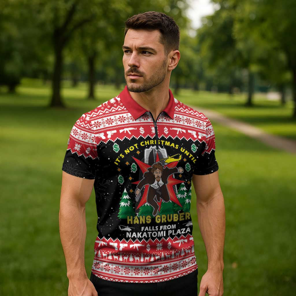 Nakatomi Plaza Christmas Zipper Polo Shirt Hans Gruber Party 1988 - Wonder Print Shop