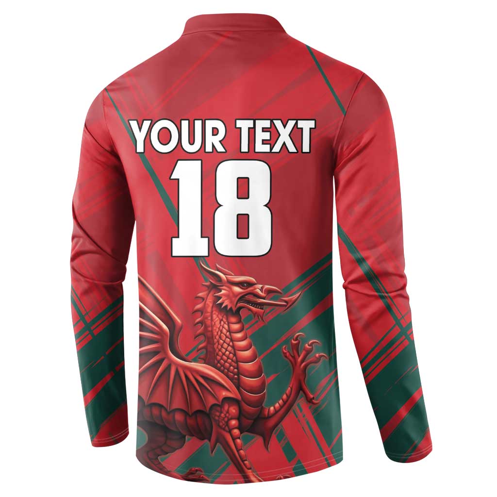 Wales Football Red Dragon Custom Button Sweatshirt Welsh National Team Spirit