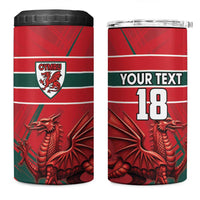 Wales Football Red Dragon Custom 4 in 1 Can Cooler Tumbler Welsh National Team Spirit