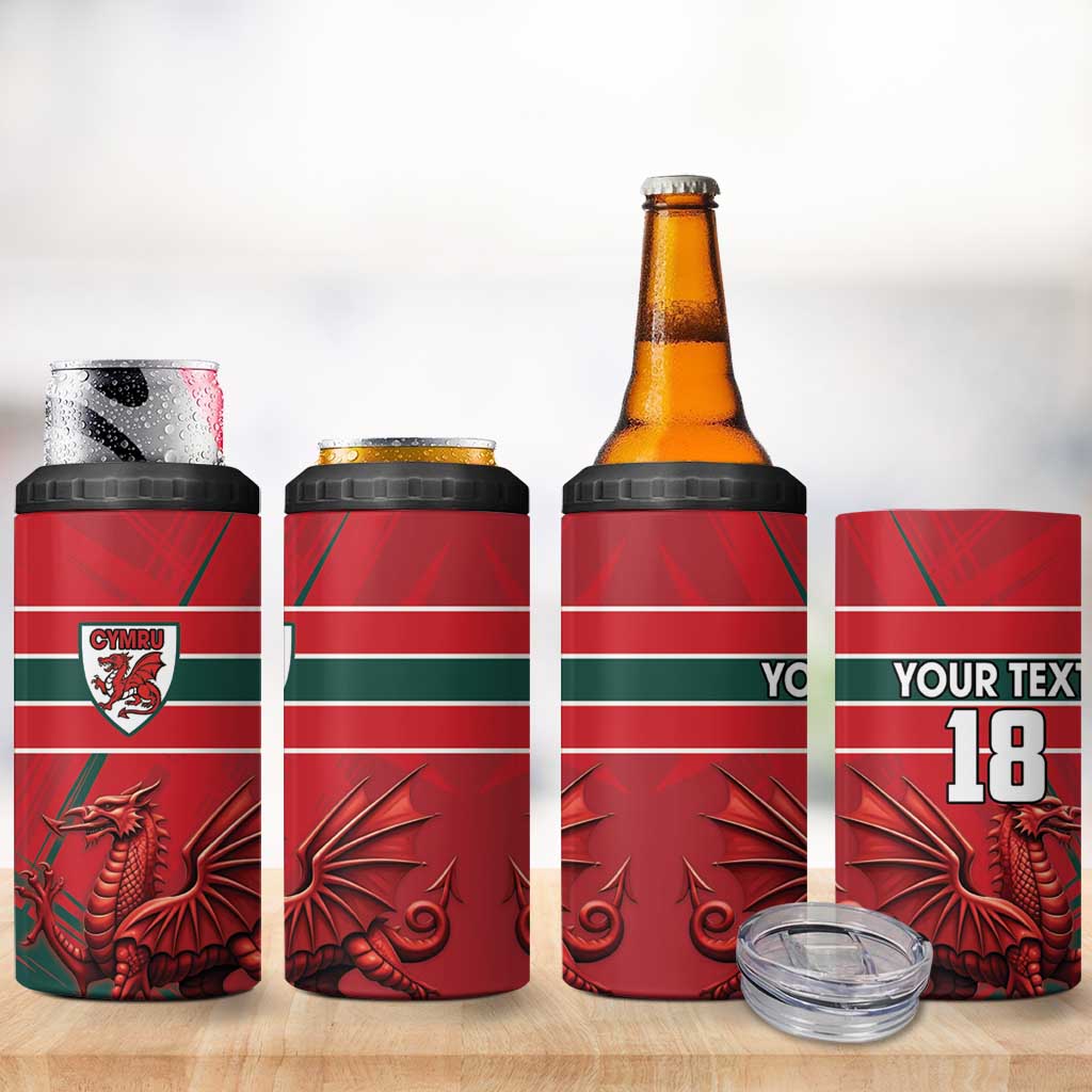 Wales Football Red Dragon Custom 4 in 1 Can Cooler Tumbler Welsh National Team Spirit