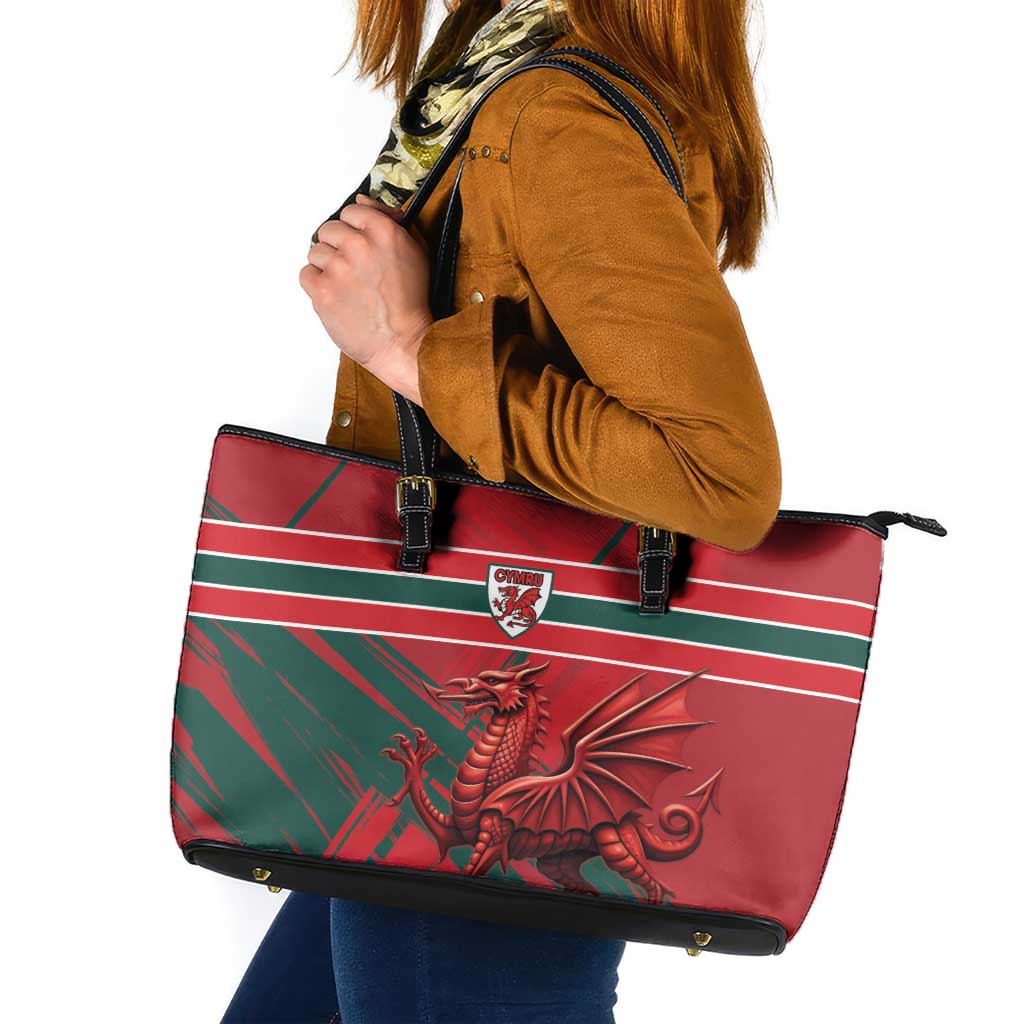 Wales Football Red Dragon Leather Tote Bag Welsh National Team Spirit