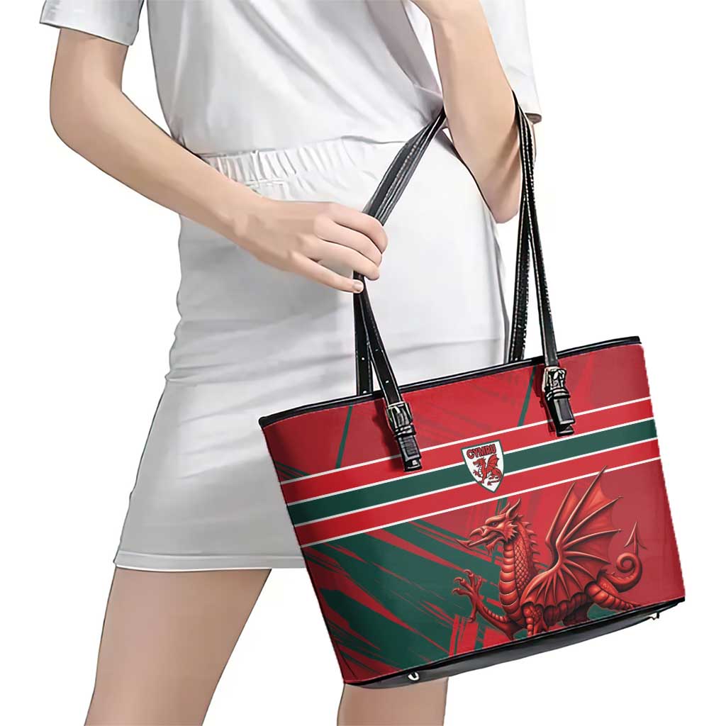 Wales Football Red Dragon Leather Tote Bag Welsh National Team Spirit