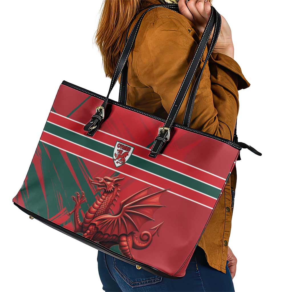 Wales Football Red Dragon Leather Tote Bag Welsh National Team Spirit