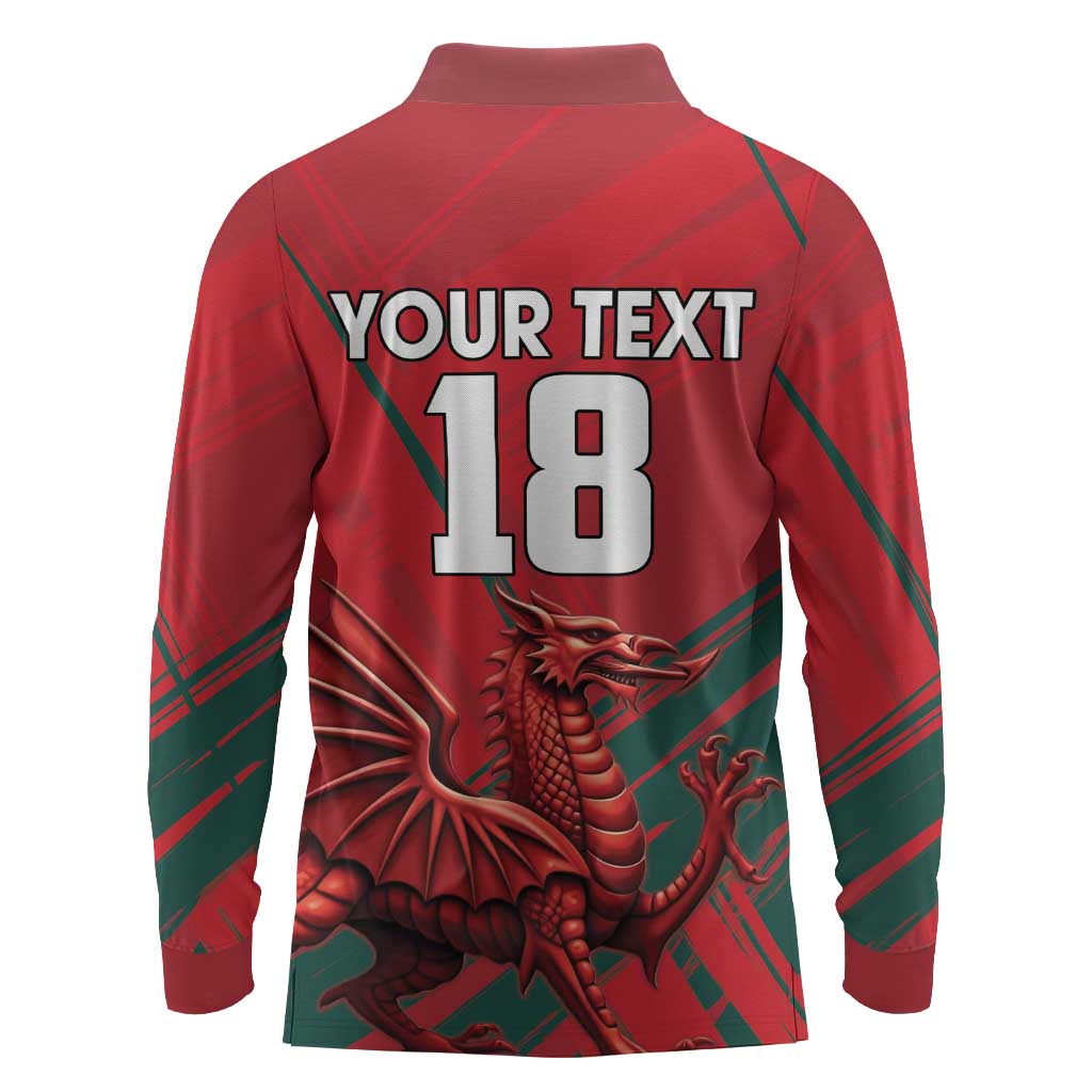 Wales Football Red Dragon Custom Long Sleeve Polo Shirt Welsh National Team Spirit