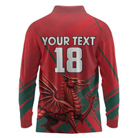 Wales Football Red Dragon Custom Long Sleeve Polo Shirt Welsh National Team Spirit