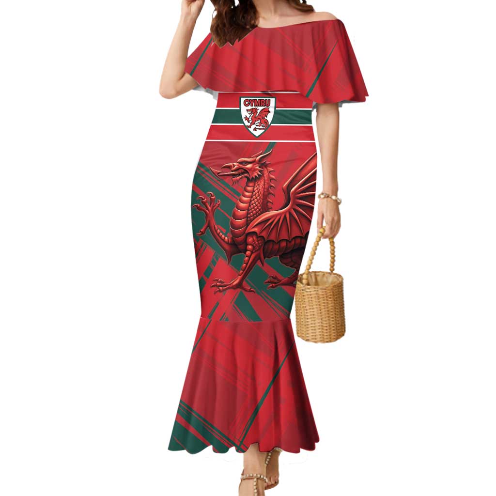 Wales Football Red Dragon Custom Mermaid Dress Welsh National Team Spirit