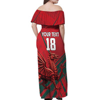Wales Football Red Dragon Custom Off Shoulder Maxi Dress Welsh National Team Spirit