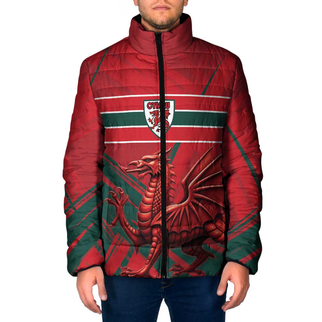 Wales Football Red Dragon Custom Padded Jacket Welsh National Team Spirit