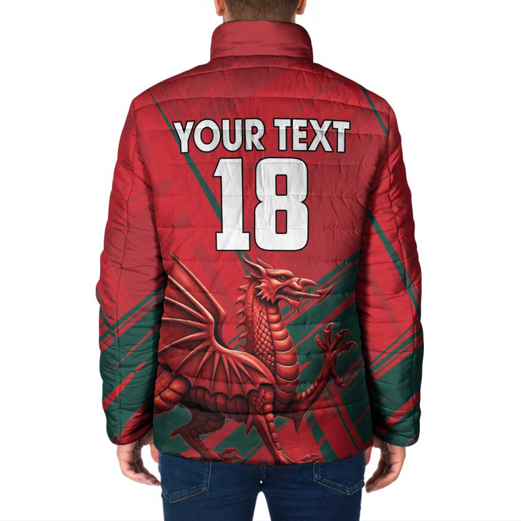 Wales Football Red Dragon Custom Padded Jacket Welsh National Team Spirit