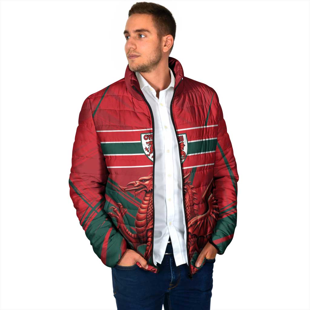 Wales Football Red Dragon Custom Padded Jacket Welsh National Team Spirit