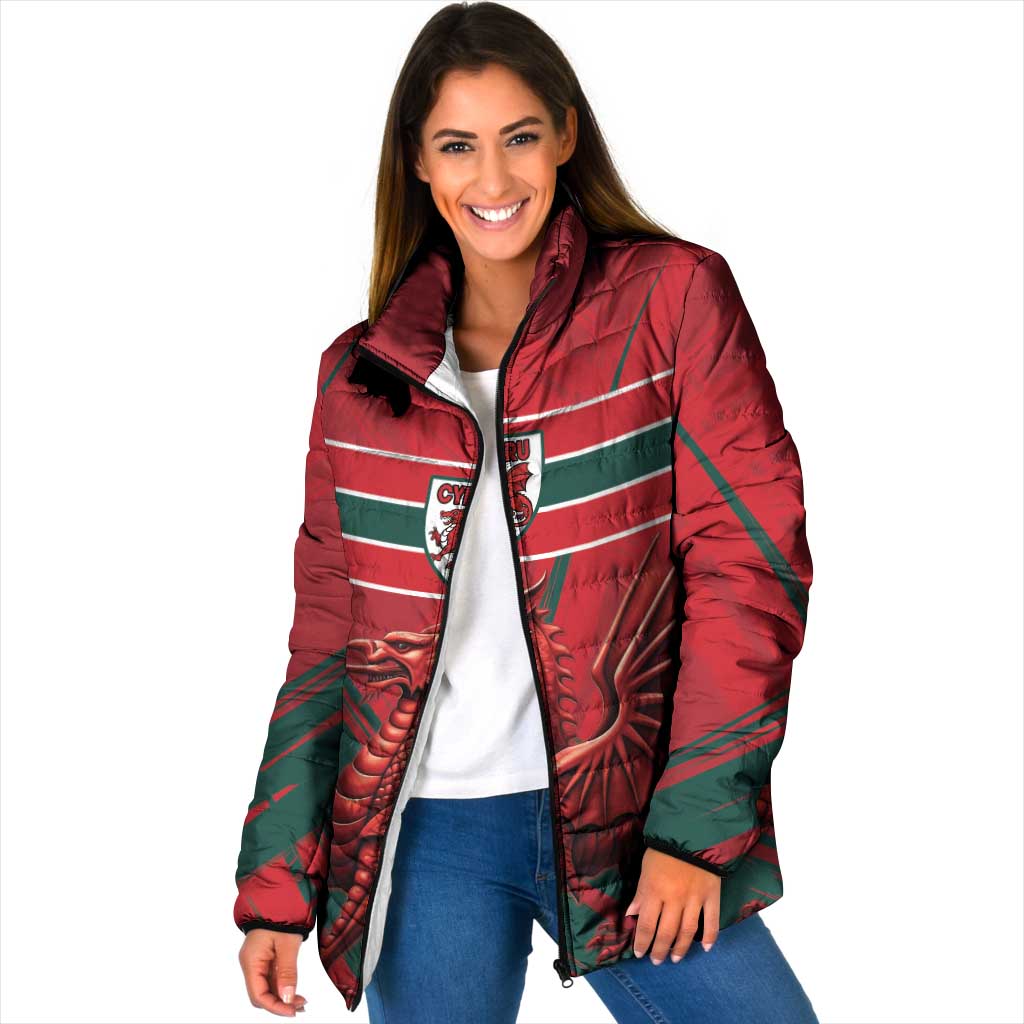Wales Football Red Dragon Custom Padded Jacket Welsh National Team Spirit