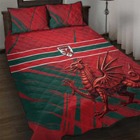 Wales Football Red Dragon Quilt Bed Set Welsh National Team Spirit