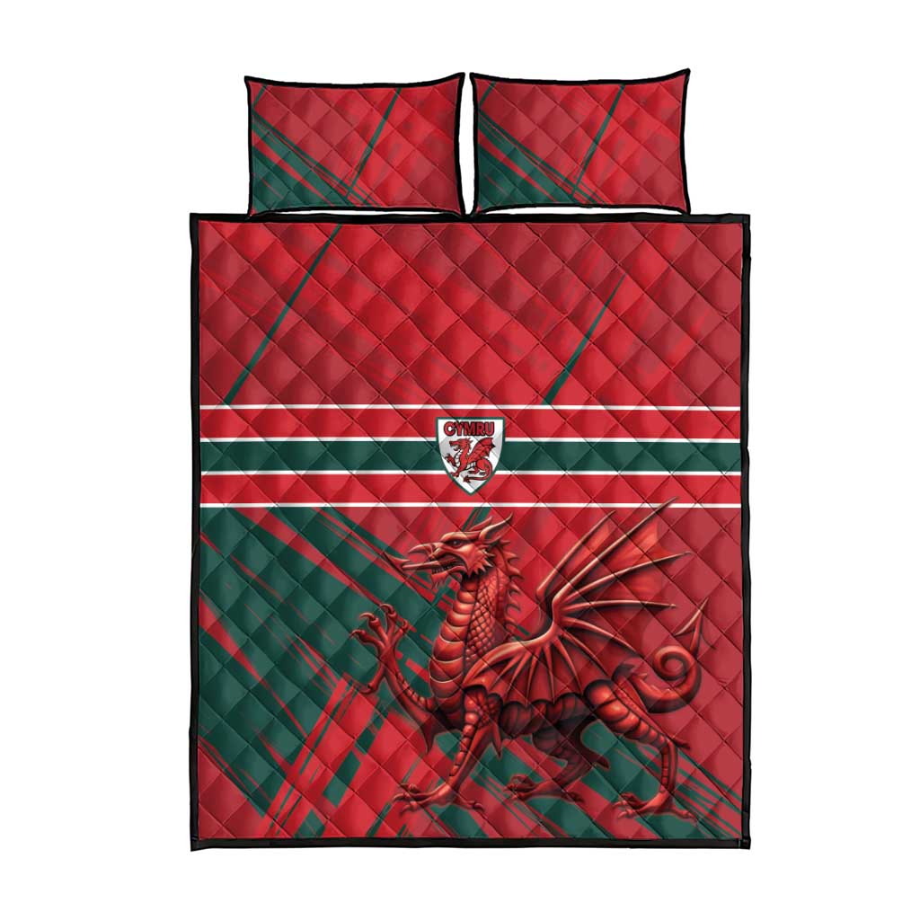 Wales Football Red Dragon Quilt Bed Set Welsh National Team Spirit