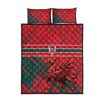 Wales Football Red Dragon Quilt Bed Set Welsh National Team Spirit