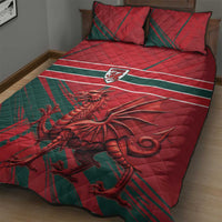 Wales Football Red Dragon Quilt Bed Set Welsh National Team Spirit