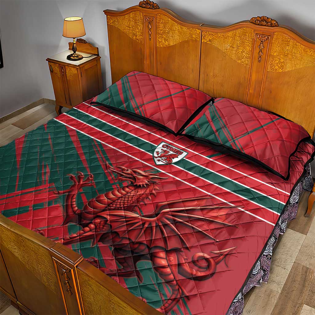Wales Football Red Dragon Quilt Bed Set Welsh National Team Spirit