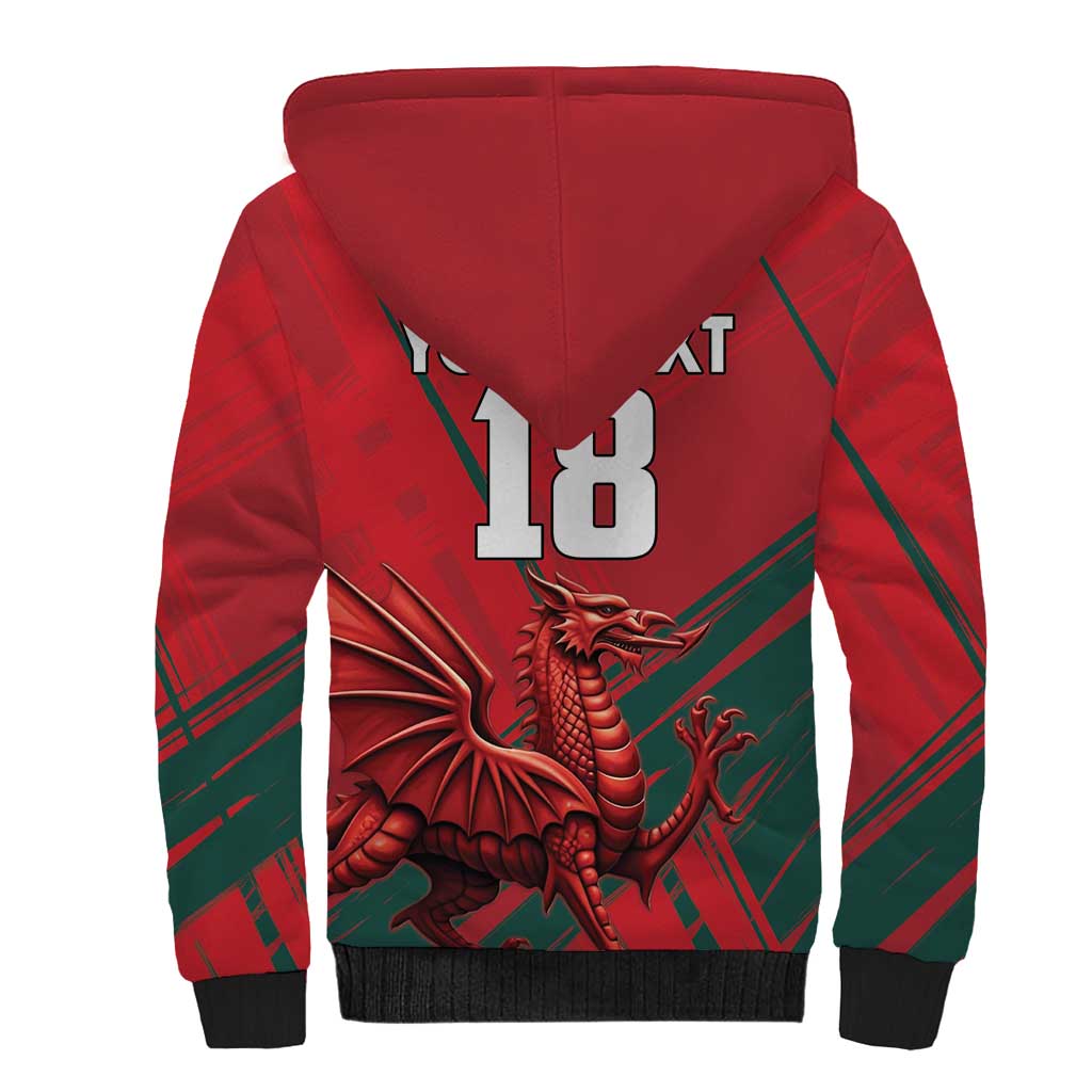 Wales Football Red Dragon Custom Sherpa Hoodie Welsh National Team Spirit