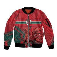 Wales Football Red Dragon Custom Sleeve Zip Bomber Jacket Welsh National Team Spirit