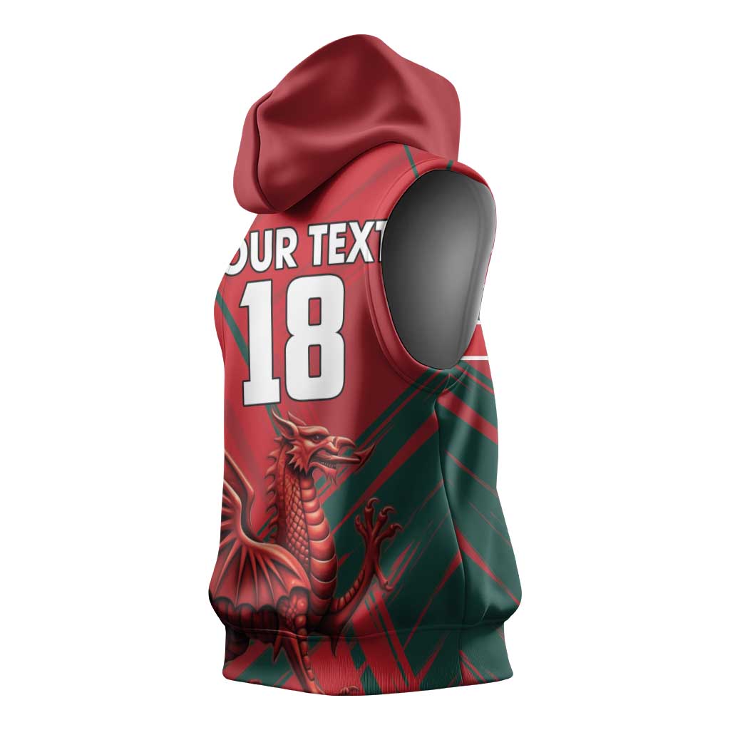 Wales Football Red Dragon Custom Sleeveless Hoodie Welsh National Team Spirit