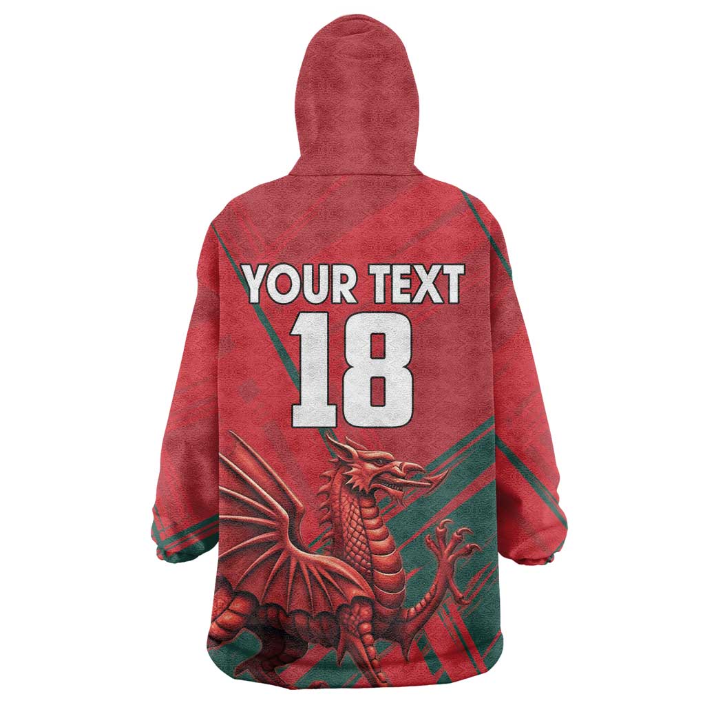 Wales Football Red Dragon Custom Wearable Blanket Hoodie Welsh National Team Spirit