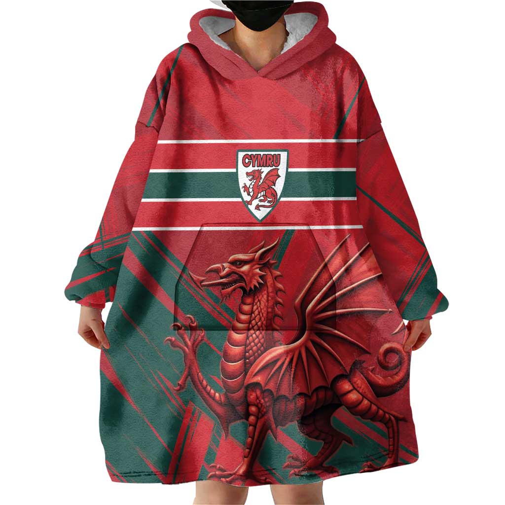Wales Football Red Dragon Custom Wearable Blanket Hoodie Welsh National Team Spirit